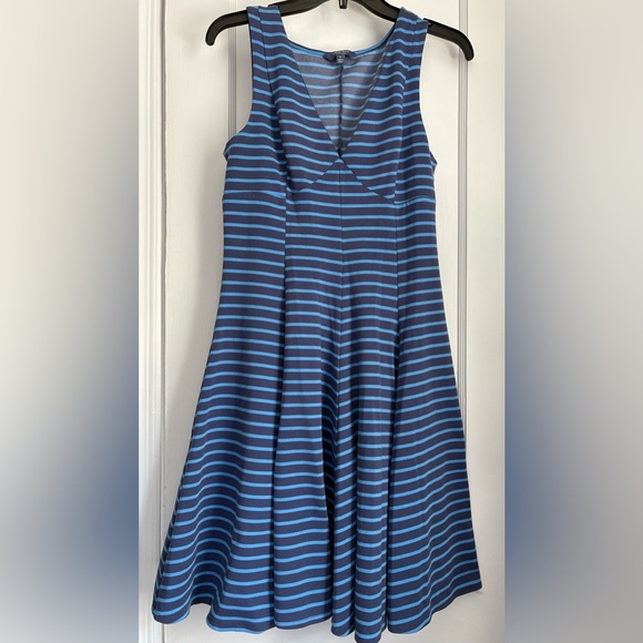 Peter Som Design Nation, Blue Sleeveless, V-neck Blue Striped Dress, size: 10 - Picture 2 of 8